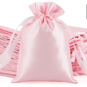 🎀 10 Pink Satin Bags With Drawstrings Brand New